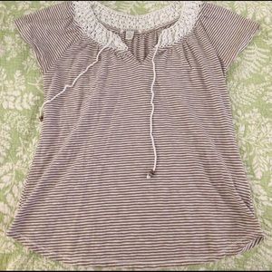 LAST CALL EXPIRES 12/21 Brown and off-white striped Lucky brand top!