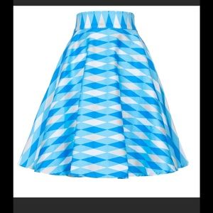 Pinup Girl Clothing Blue Harlequin Skater Skirt