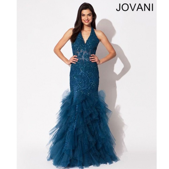 Jovani Dresses & Skirts - Jovani mermaid halter prom dress 79095