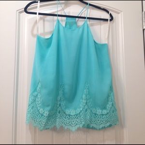 Turquoise Tank with Lace Detail