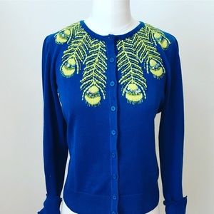 Anthropologie Embroidered Beaded Sweater