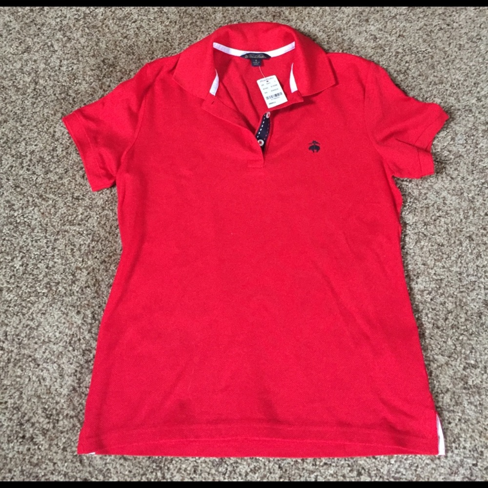 Brooks Brothers Women's Pique Polo Shirt-Red