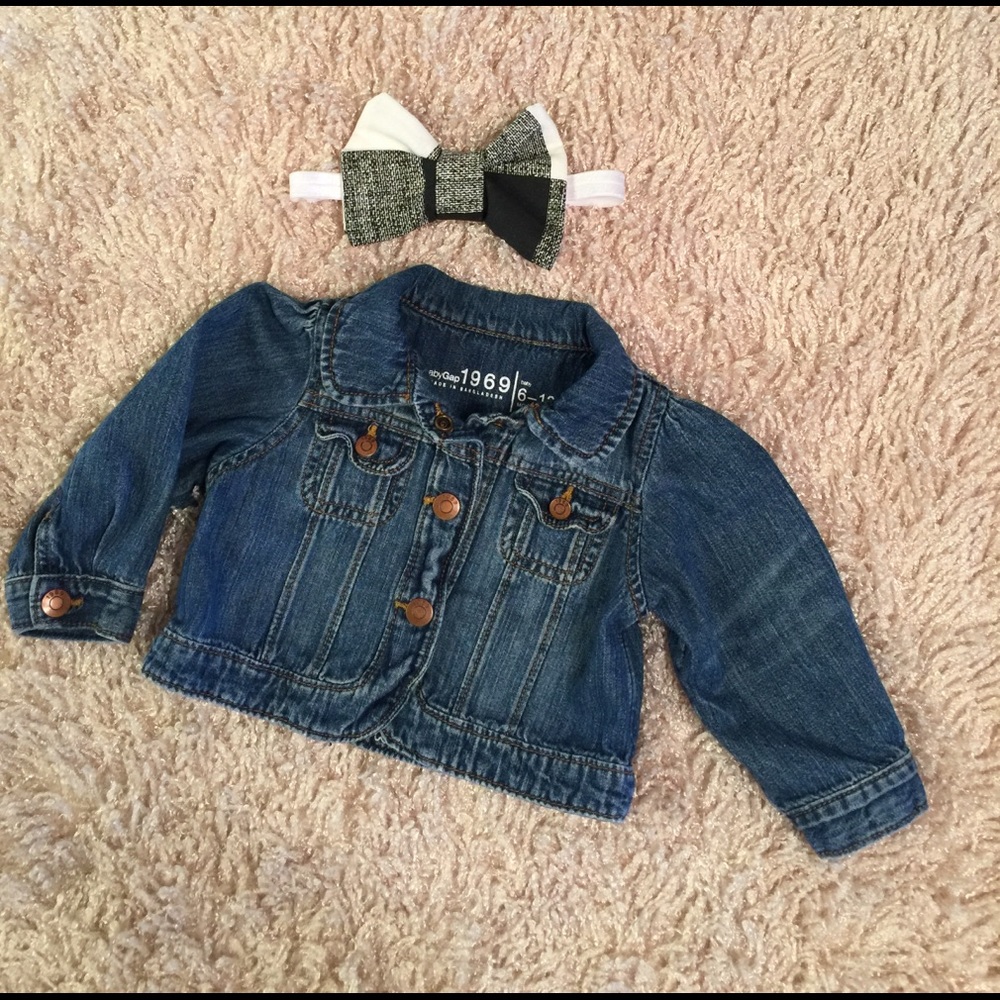 babyGap Jean Jacket, complimentary bow! 6-12 mos