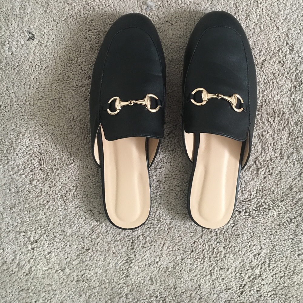 Never worn black loafer slides.