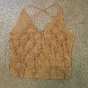 FREE PEOPLE Criss-Cross gold top