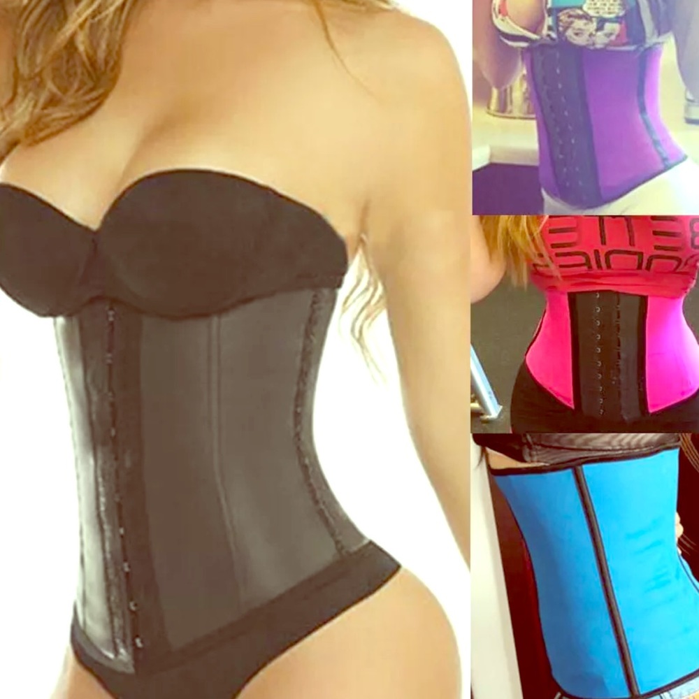 Latex Rubber Waist Trainer in Black or Pink