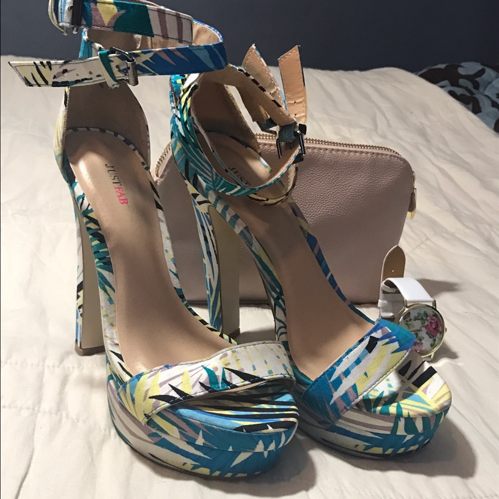 NWO Aqua Blue/ Turquoise Sandal Heels.