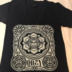 Obey Black V neck
