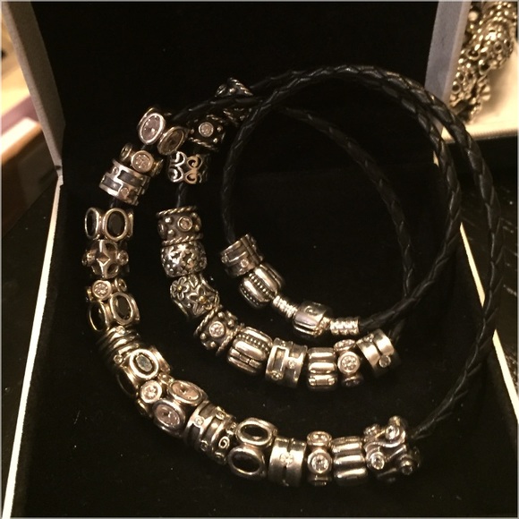 Pandora BRACELET triple wrap SILVER/GREY or BLACK - Picture 4 of 4