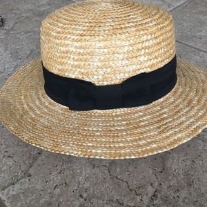 NWOT Straw Sun Hat with Black Bow Detail 🌞