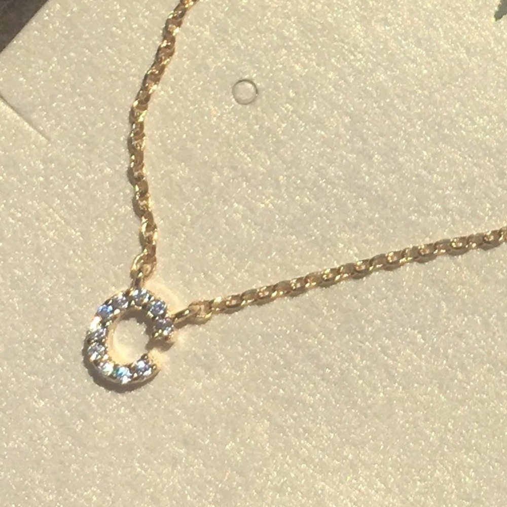 Gold Rhinestone Initial Necklace - Picture 3 of 4