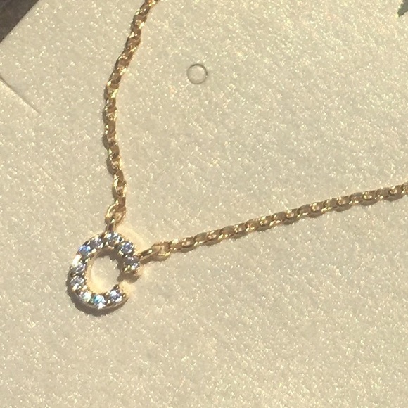 Gold Rhinestone Initial Necklace - Picture 3 of 4