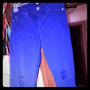 Royal blue ripped Hudson jeans size 29 high rise