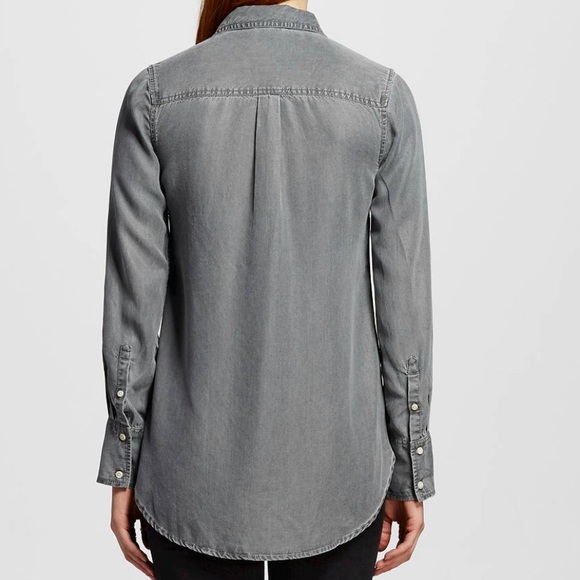 Merona Gray Jean Button Up Shirt - Picture 2 of 5