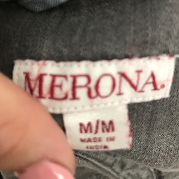 Merona Gray Jean Button Up Shirt - Picture 4 of 5