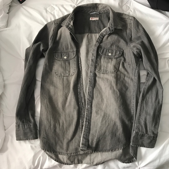 Merona Gray Jean Button Up Shirt - Picture 5 of 5