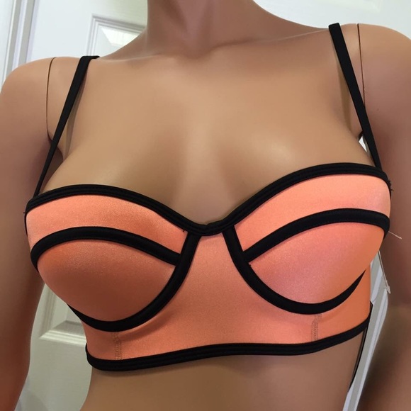 Orange Color Block High-Waisted 2-Pc Surf Bikinis - Picture 5 of 8
