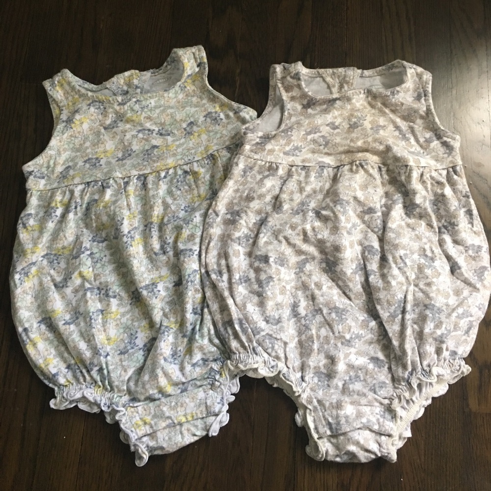 2-pack floral bubble rompers