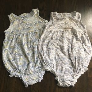 2-pack floral bubble rompers