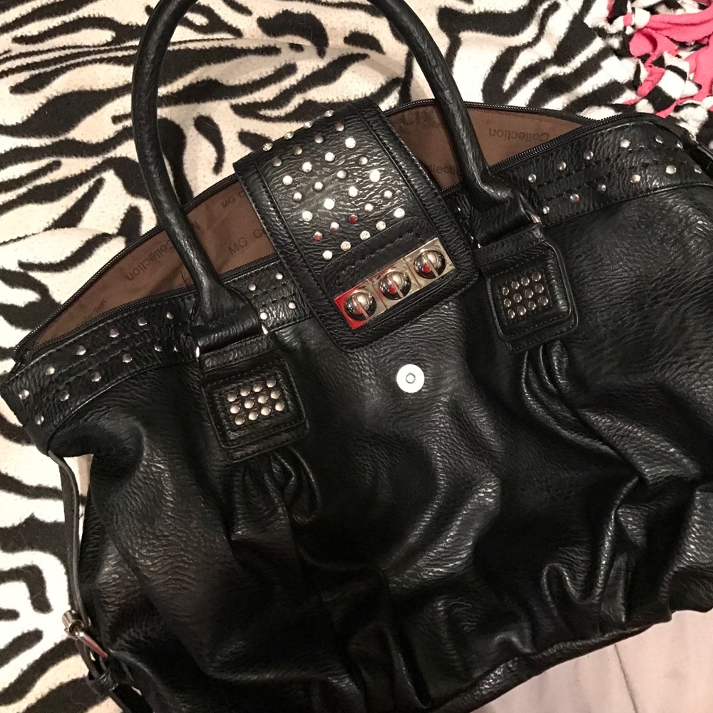 Black silver studded purse