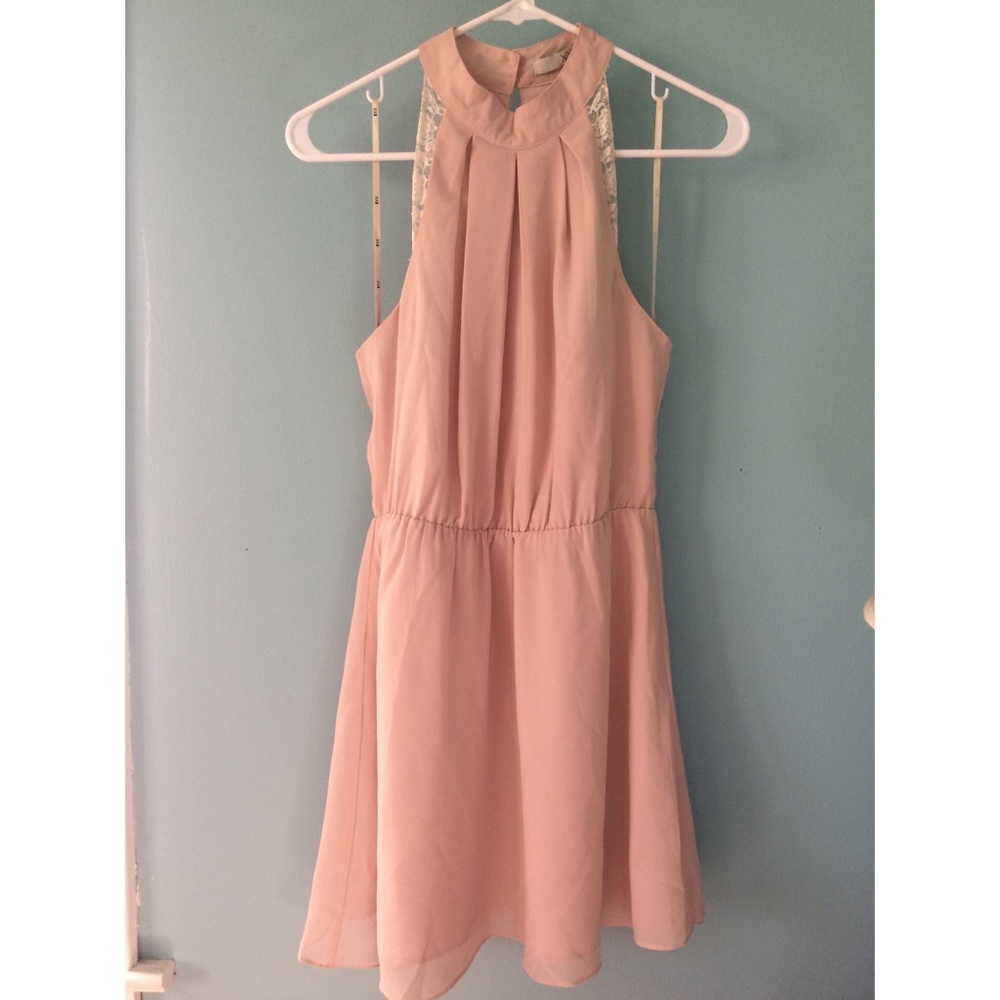 Hi-Neck Blush Dress