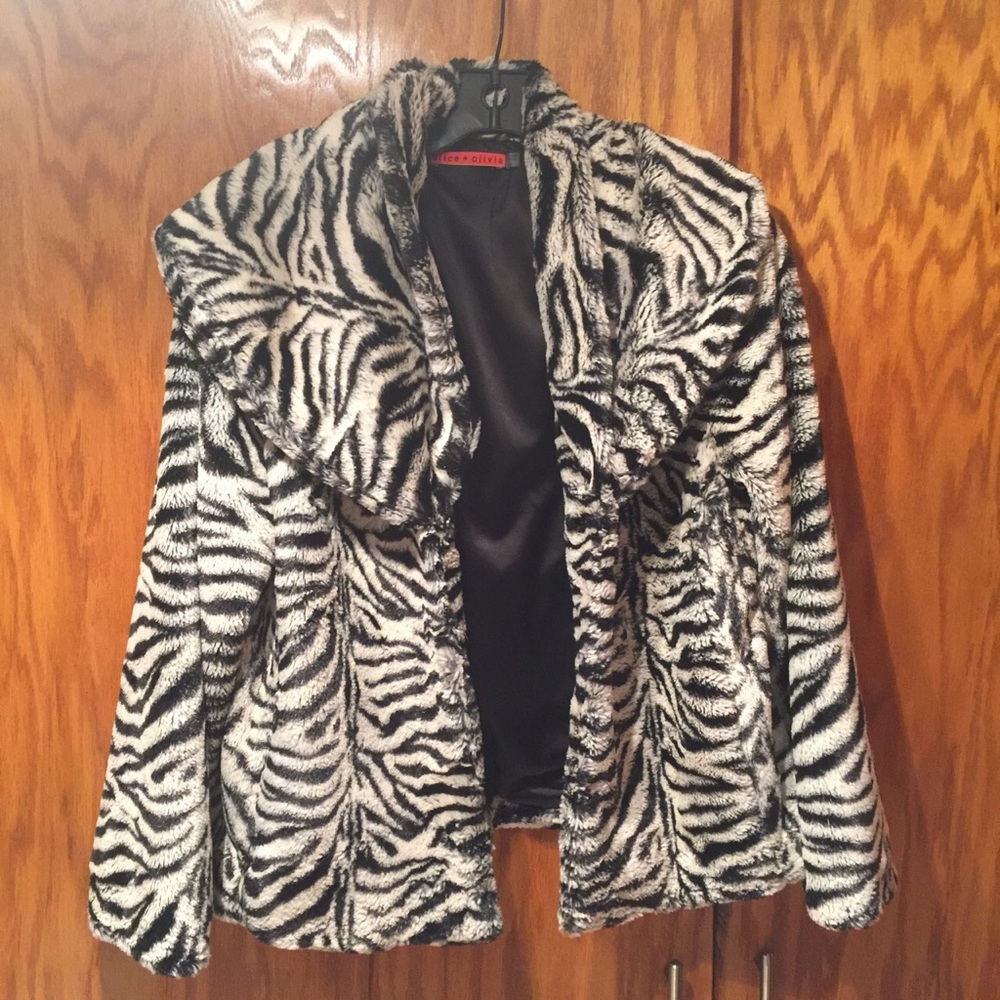 Alice and Olivia faux fur Zebra jacket