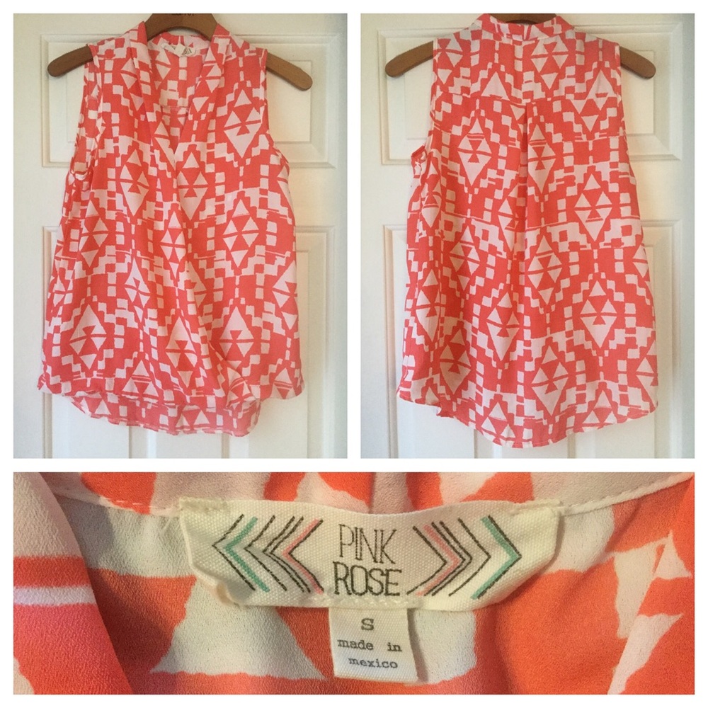 Pink Rose Sleeveless Top, like new!