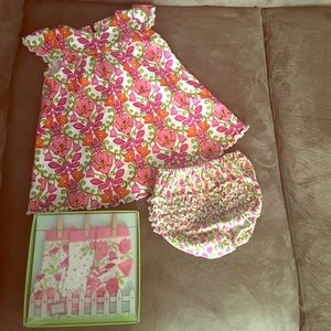 Vera Bradley Baby dress & socks 6-9mths