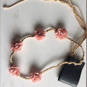 Pink floral head band/crown- new!