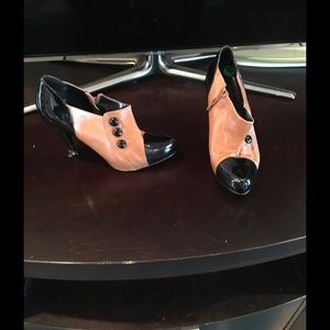 Steve Madden Two Tone Booties with button detail