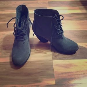 Gray lace up booties