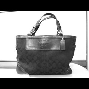 Coach tote bag black with teal lining