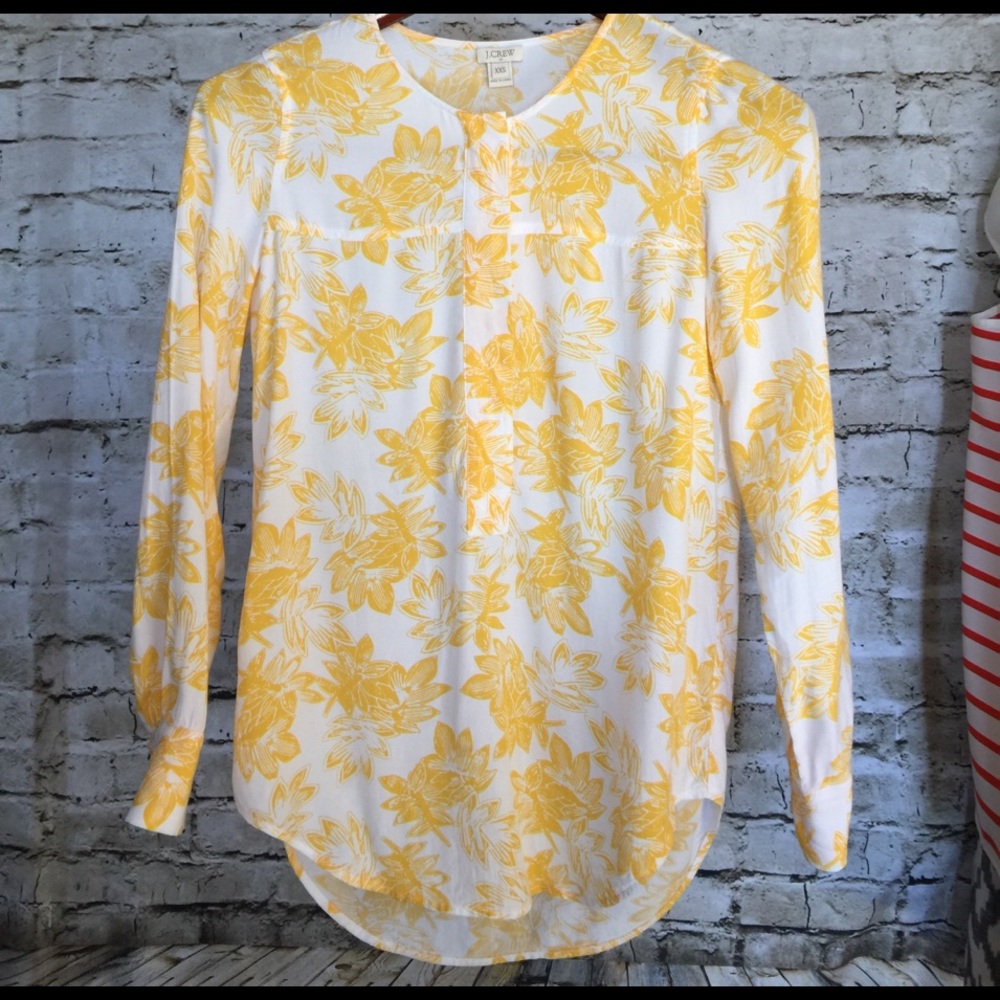 J. Crew Factory Printed Crepe Henley Tunic Sz XXS