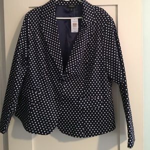 Torrid Navy Blue & White Polka Dot Blazer