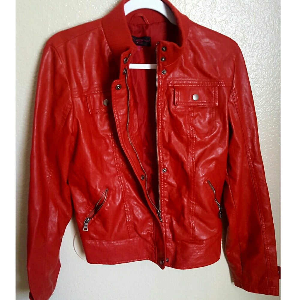 Dark red leather jacket