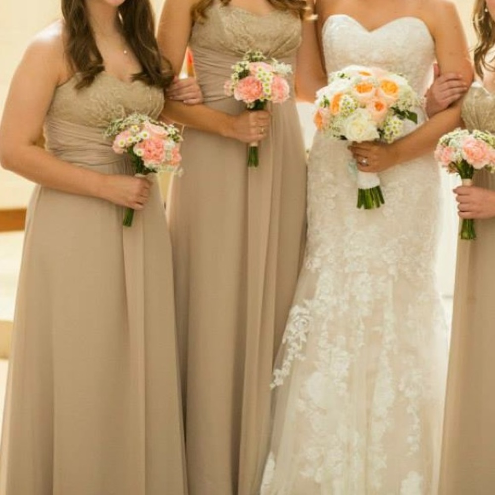 Tan Strapless Bridesmaid Dress or Formal Gown