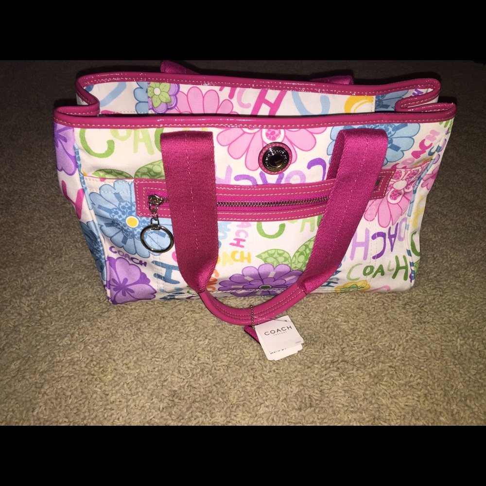 Brand new super cute multi color rare coach purse