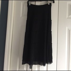 Ann Taylor Loft black knit tiered skirt