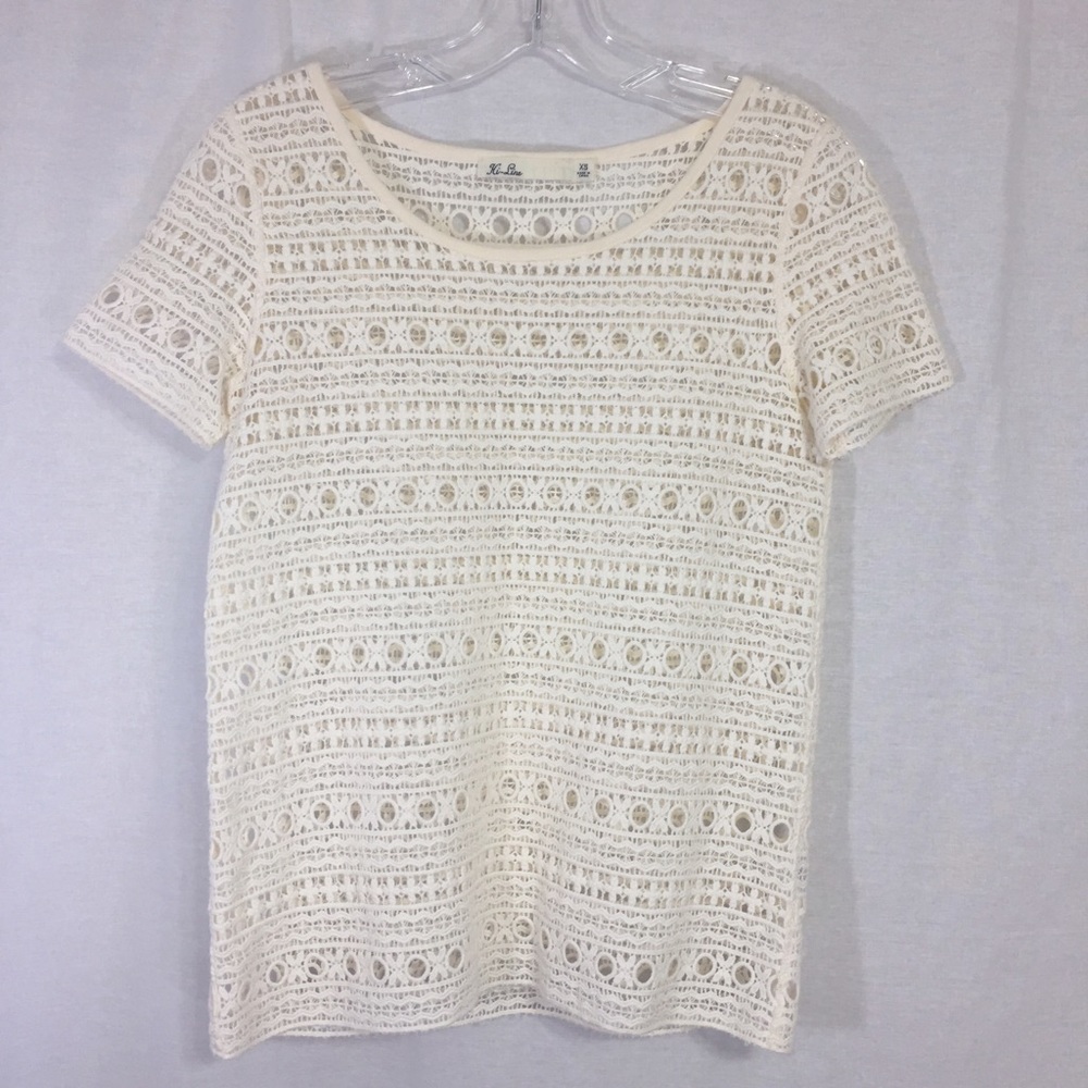 Hi Line Crochet Cream Top Size xs
