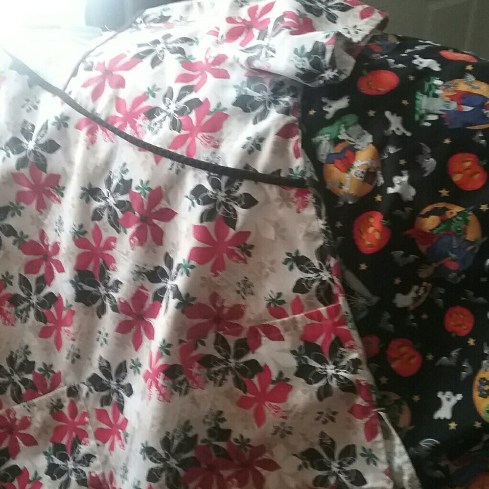 Holiday scrub tops