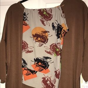 LuLaRoe L brown Irma & TC rodeo leggings