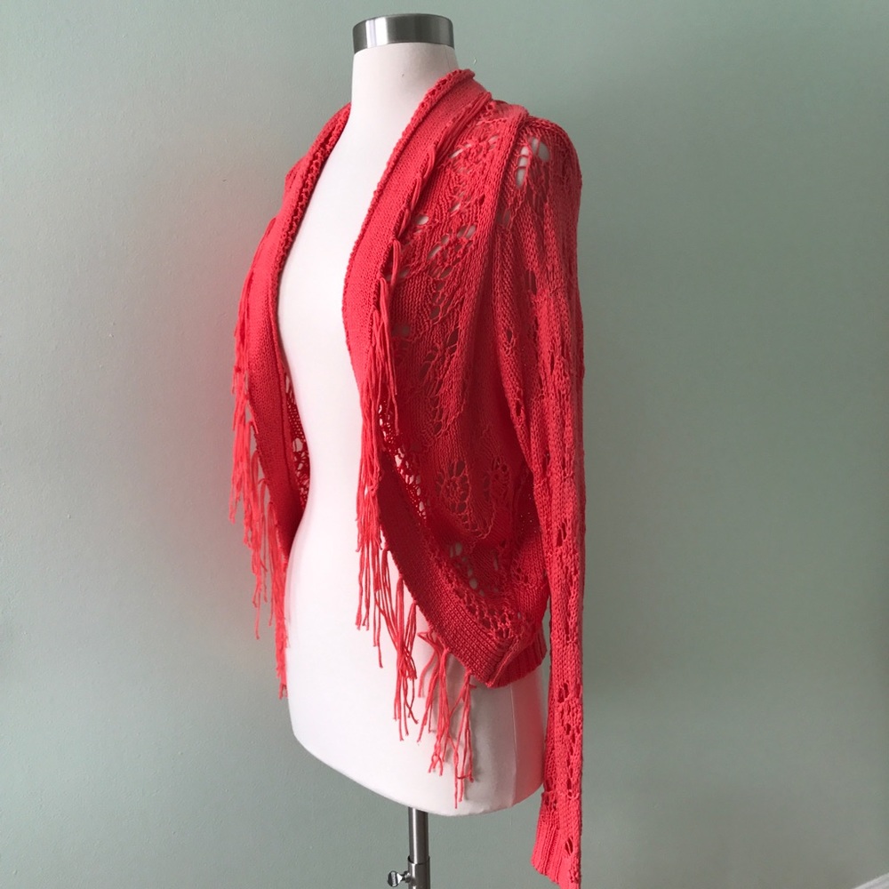 Romeo & Juliet Couture Fringe Open Knit Sweater