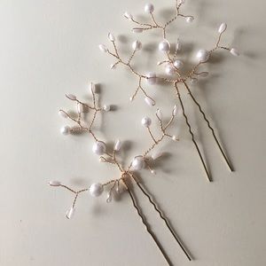 Boho branches pearl gold hair pin