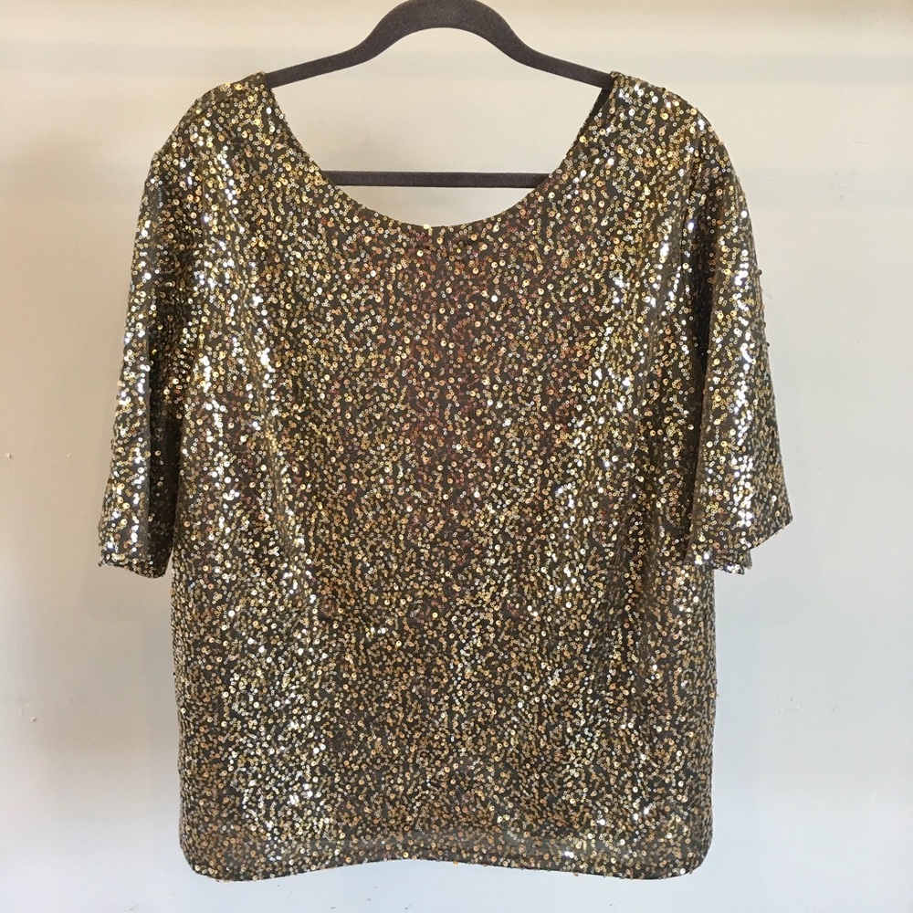 Olive Green Sequin Top
