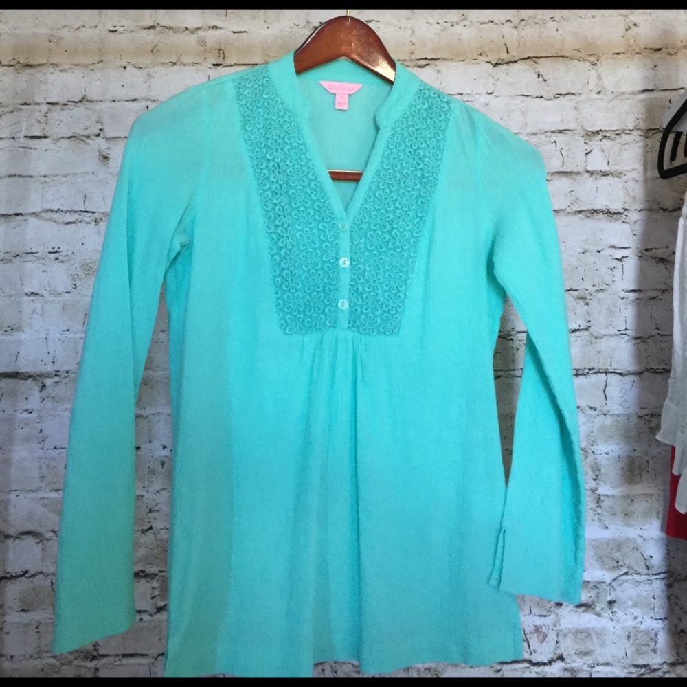 Lilly Pulitzer Freya Tunic in Aegean Green Sz XS
