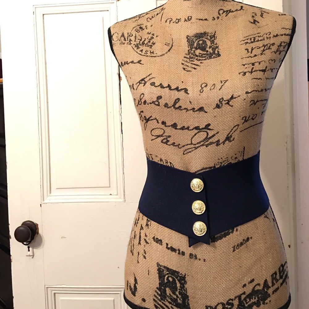 🆑Elastic Gold Studded Navy Blue Belt