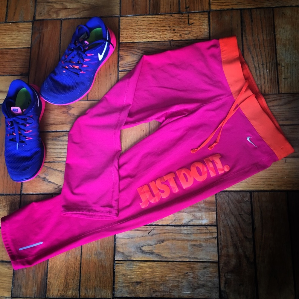 Bold Pink Just Do it Nike Capris