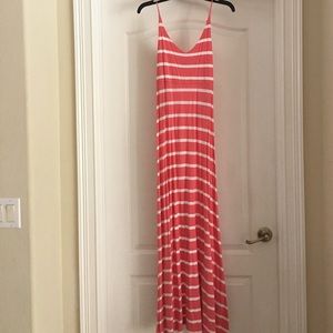 Pink and White Stripe Maxi Dress