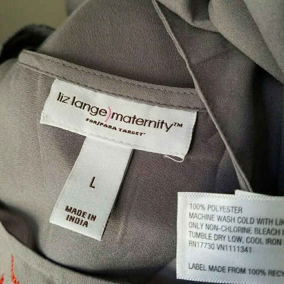 Gray Sheer Maternity Blouse w/ Embroidered Collar - Picture 4 of 4