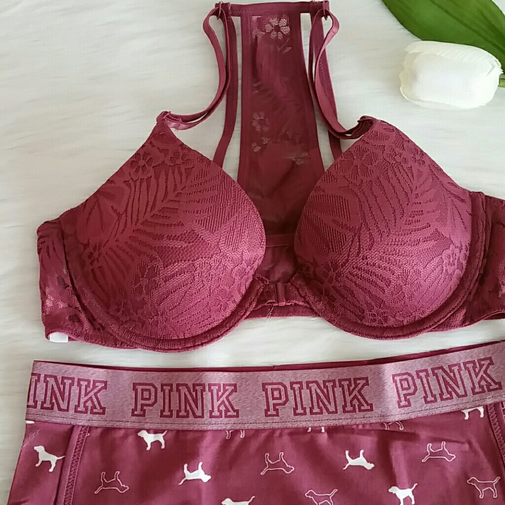 X Nwt Pink Vs T-shirt Bra 34B + Boyshort Size S - Picture 2 of 4